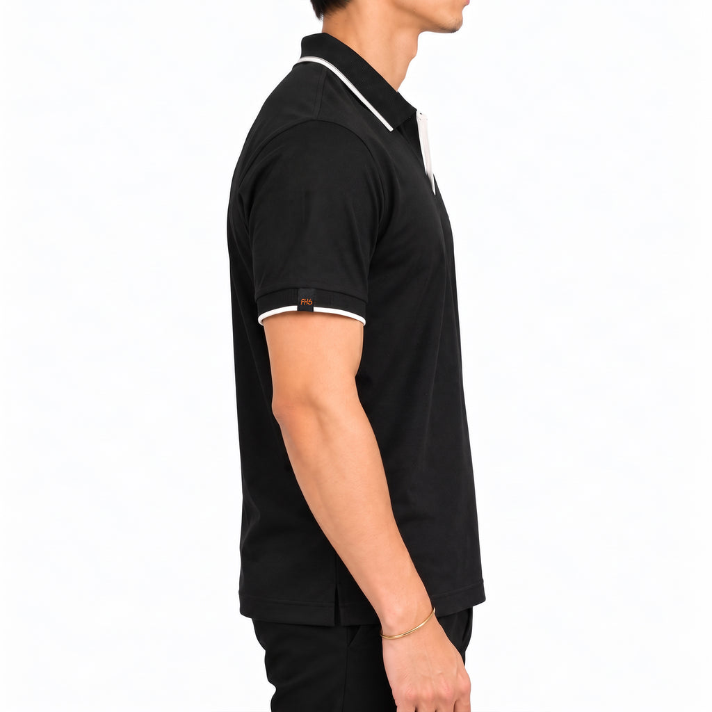 Jacquard Collar Polo - Black