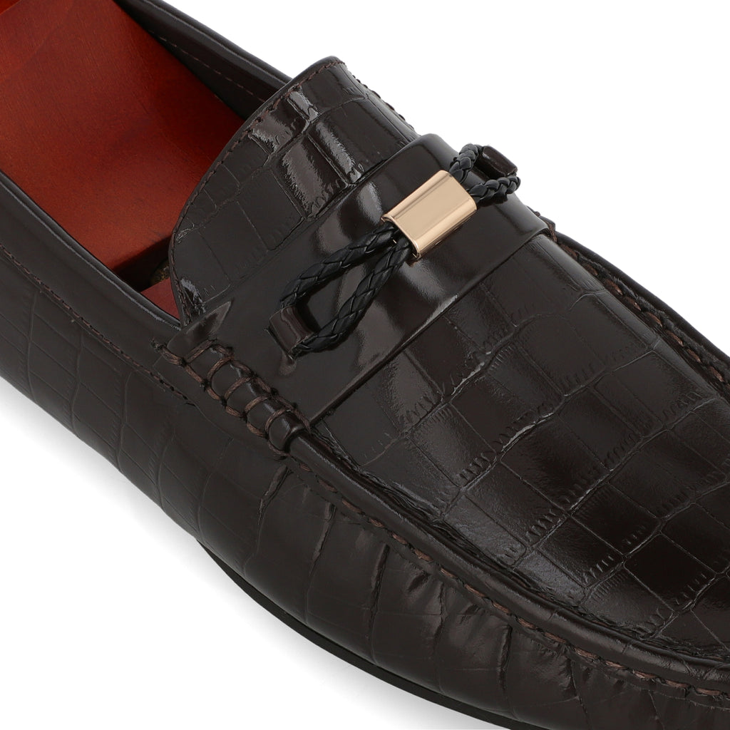 Regal Croc-Embossed Moccasin-Brown