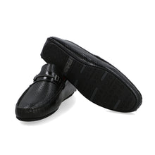 Load image into Gallery viewer, Embossed Gun Metal Buckled Moccasins