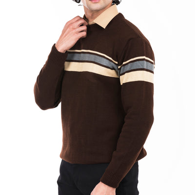 Full Sleeves Sweater-Brown