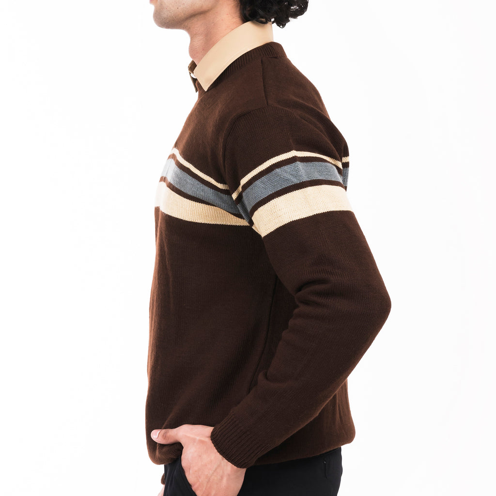 Full Sleeves Sweater-Brown