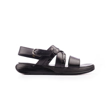 Load image into Gallery viewer, Crocodile Embossed Leather Sandals - Black