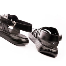 Load image into Gallery viewer, Crocodile Embossed Leather Sandals - Black