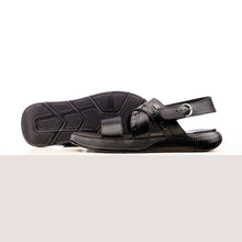 Load image into Gallery viewer, Crocodile Embossed Leather Sandals - Black