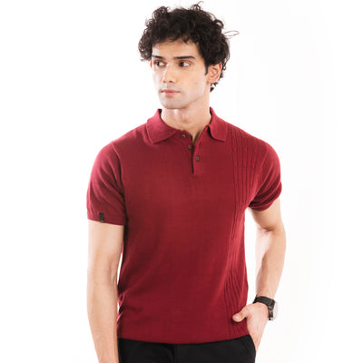 Modus Knitted Polo - Maroon