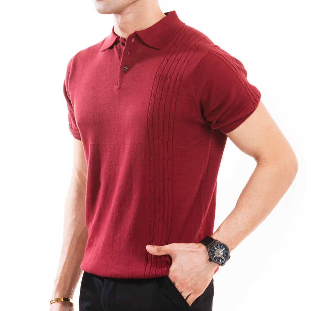 Modus Knitted Polo - Maroon