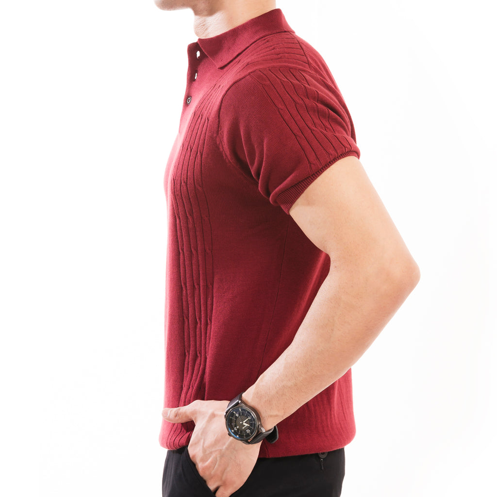 Modus Knitted Polo - Maroon
