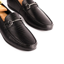 Load image into Gallery viewer, Crocodile Embossed Mocassins-Black