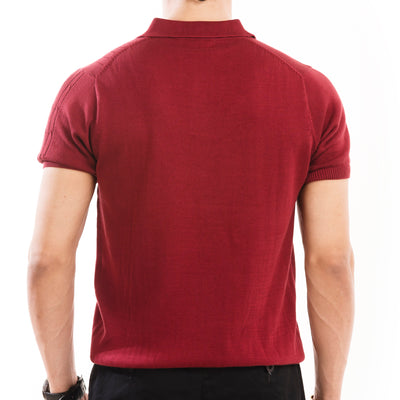 Modus Knitted Polo - Maroon