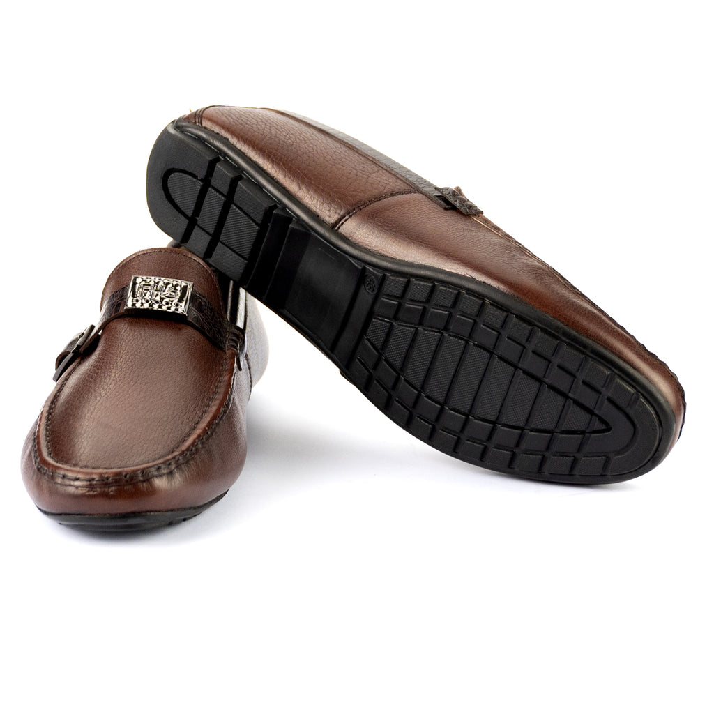 Crocodile Strapped Moccasins-Brown