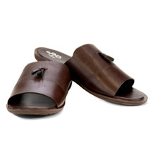 Load image into Gallery viewer, Dot Embossed Tassle Slippers-Brown