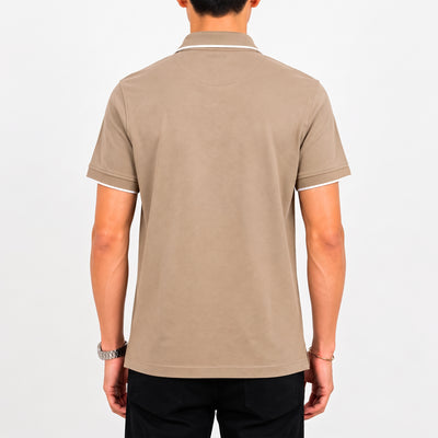 Jacquard Collar Polo - Fawn