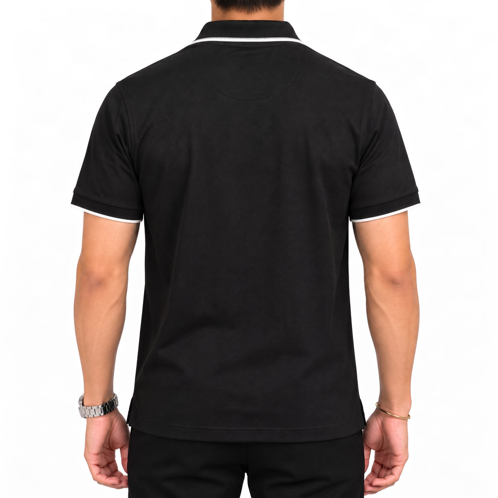 Jacquard Collar Polo - Black