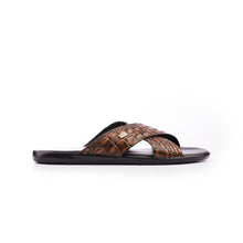 Load image into Gallery viewer, X-Strap Croc-Embossed Luxury Slippers - Tan