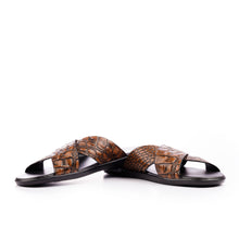 Load image into Gallery viewer, X-Strap Croc-Embossed Luxury Slippers - Tan