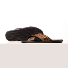 Load image into Gallery viewer, X-Strap Croc-Embossed Luxury Slippers - Tan