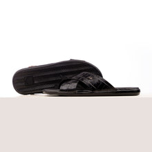 Load image into Gallery viewer, X-Strap Croc-Embossed Luxury Slippers - Black