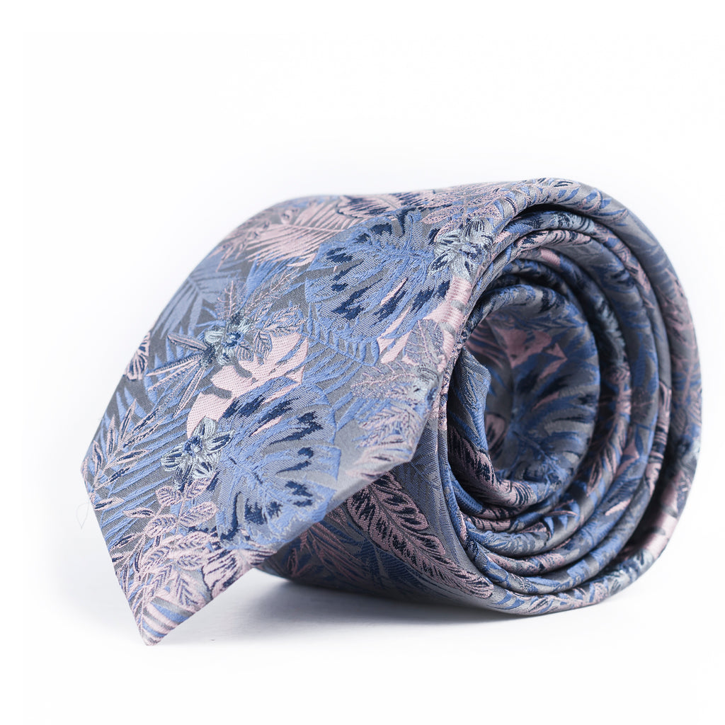 Purple Floral Leaf Tie