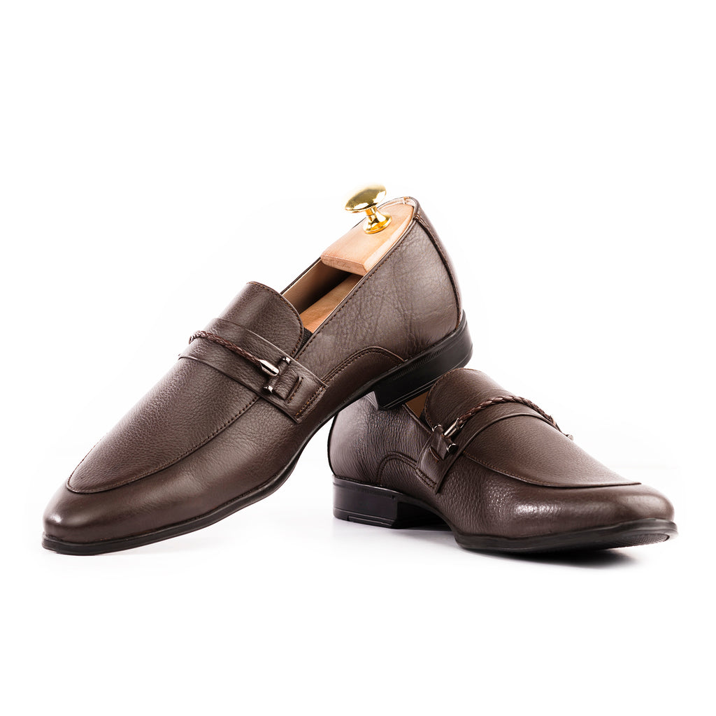 Twisted Rope Buckled Loafers - Brown