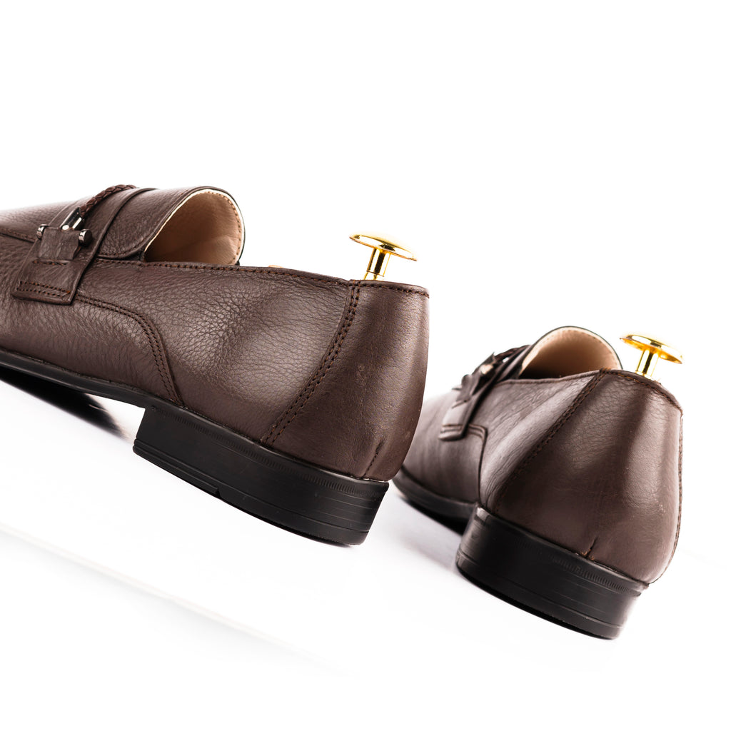 Twisted Rope Buckled Loafers - Brown