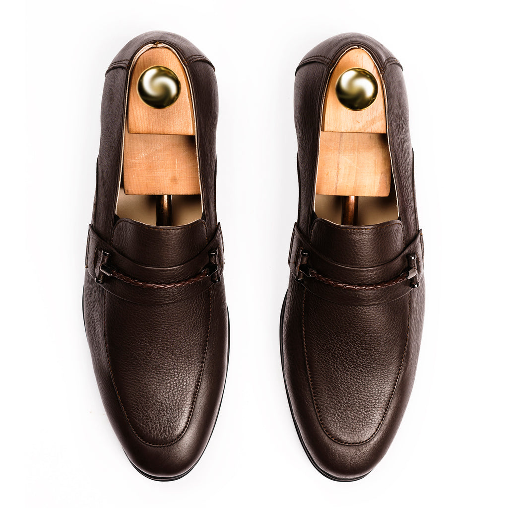 Twisted Rope Buckled Loafers - Brown