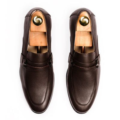 Twisted Rope Buckled Loafers - Brown