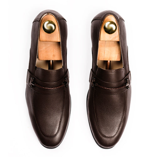 Twisted Rope Buckled Loafers - Brown