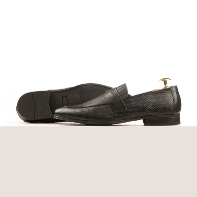 The Noir Weaved Loafers - Black
