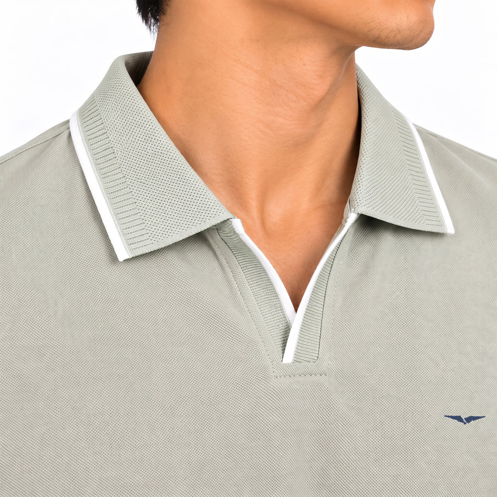 Jacquard Collar Polo - Sea Green