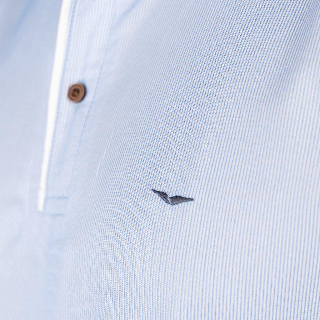 Classic Collar Polo Shirt-Sky/White