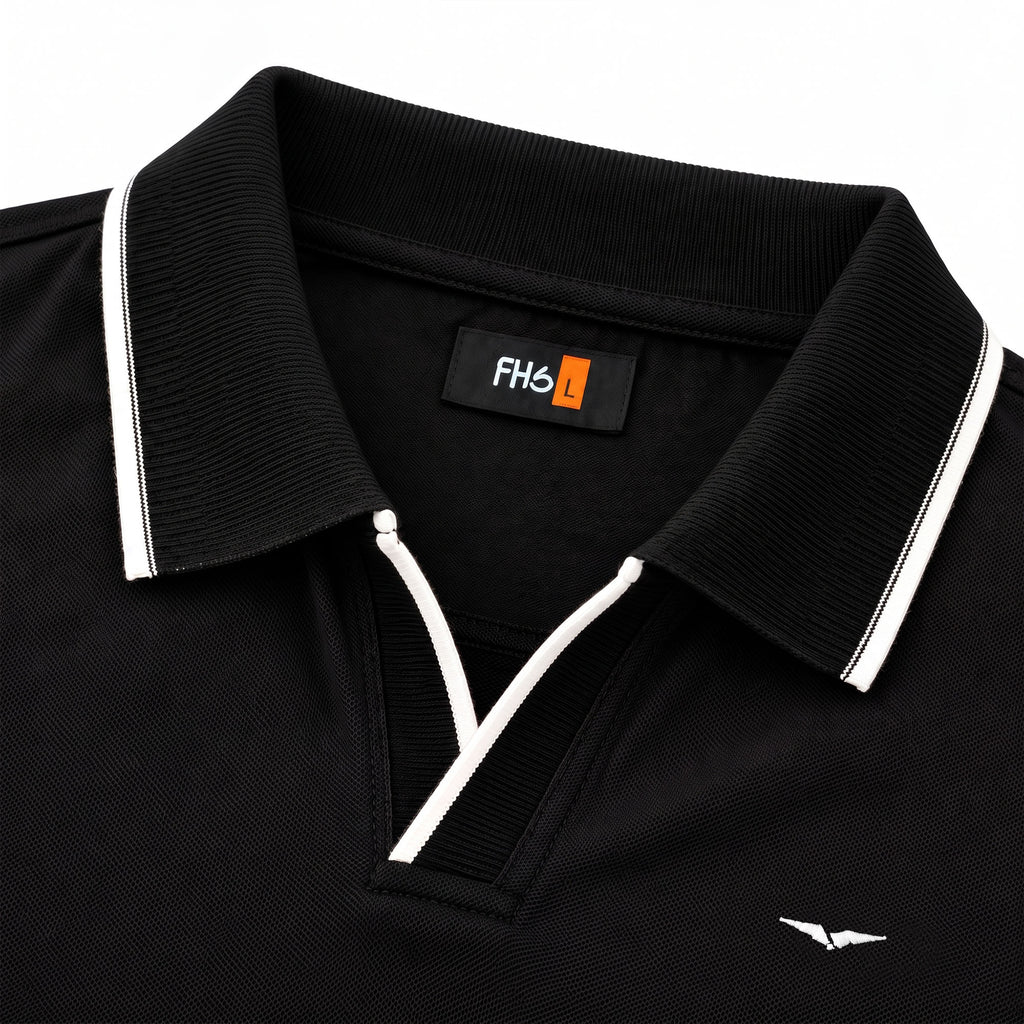 Jacquard Collar Polo - Black
