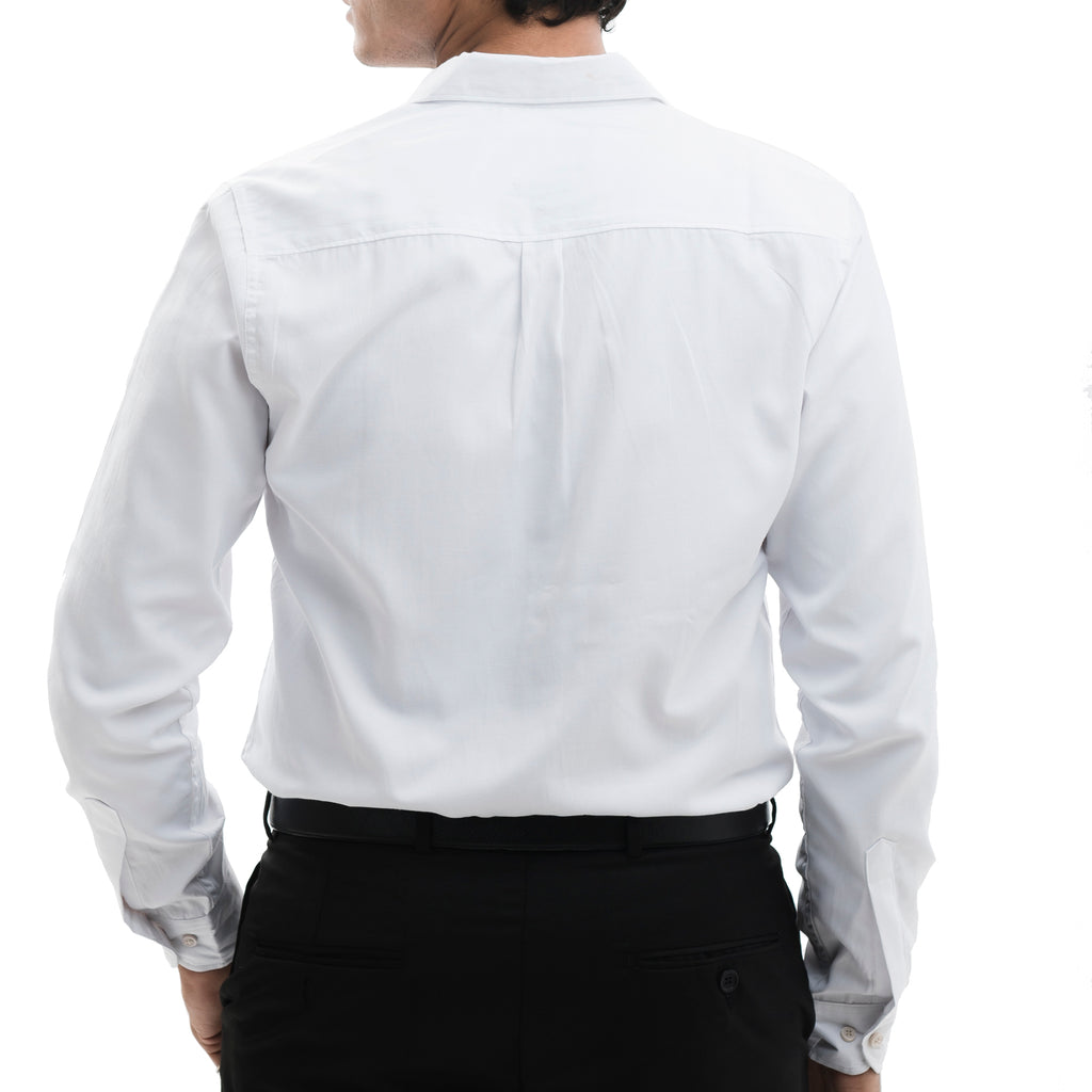 Solid White Accented Casual Shirt