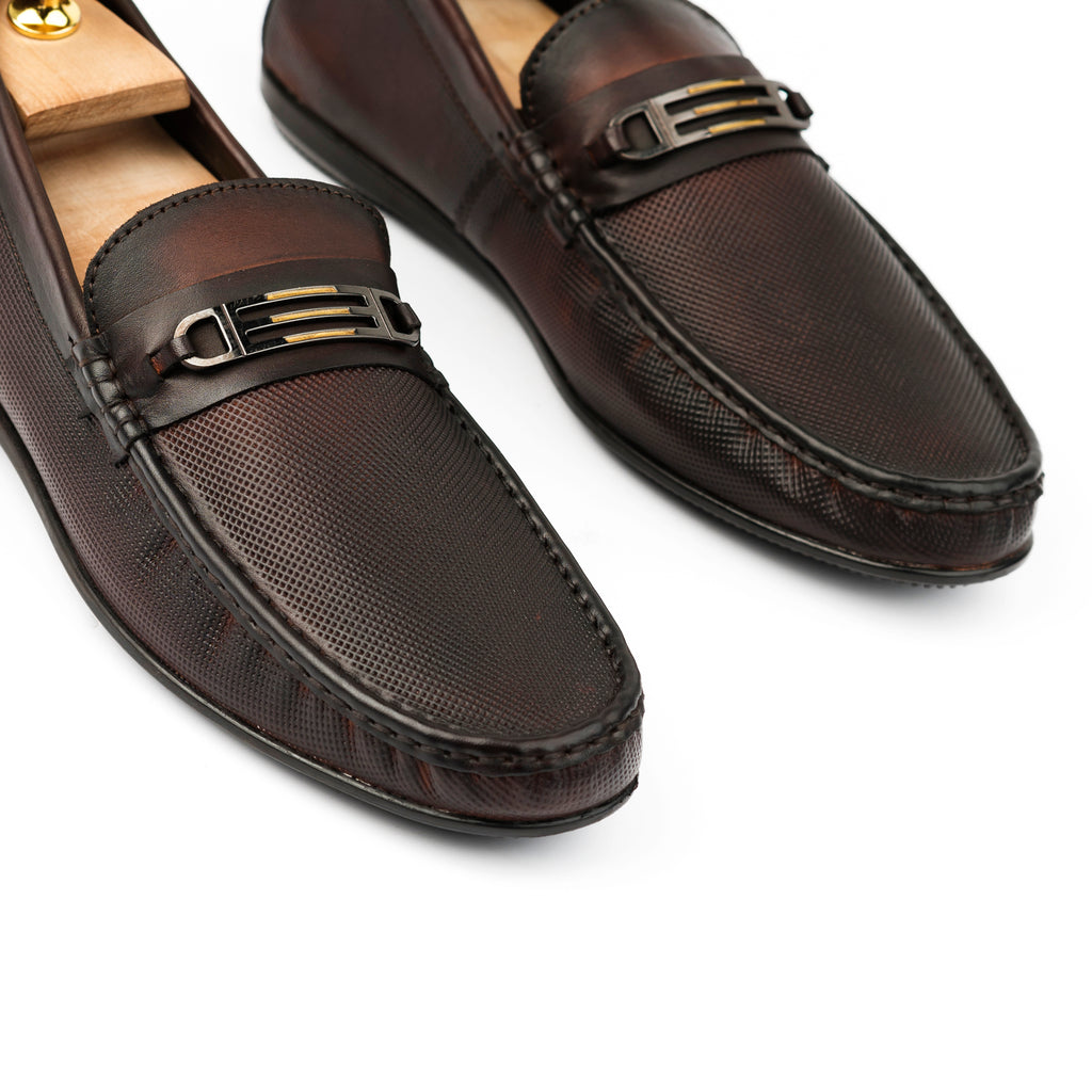 Two-Toned Dotted Moccasins - Brown