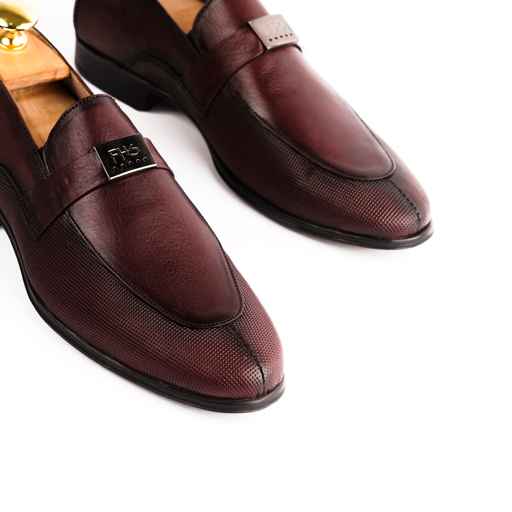 FHS Gunmetal Loafers-Maroon