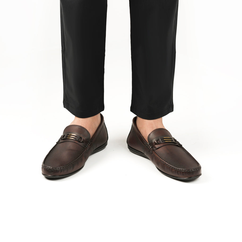 Two-Toned Dotted Moccasins - Brown