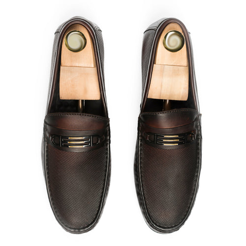 Two-Toned Dotted Moccasins - Brown