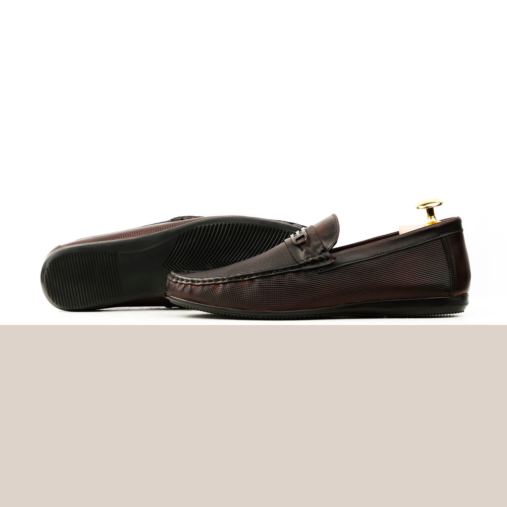 Two-Toned Dotted Moccasins - Brown