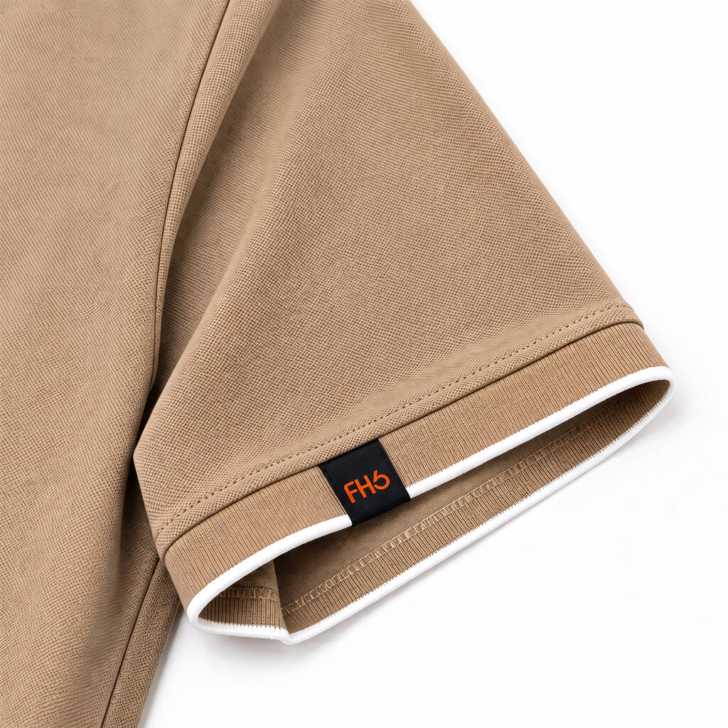 Jacquard Collar Polo - Fawn