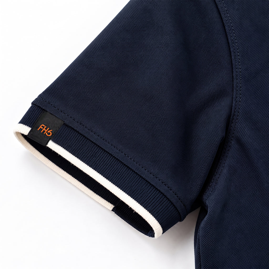 Jacquard Collar Polo - Navy