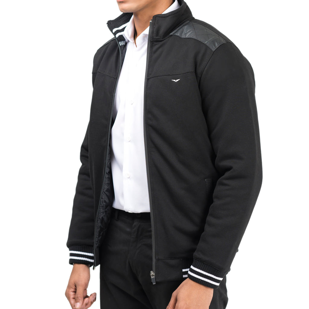 Contrast Ribbed Jacket-Black