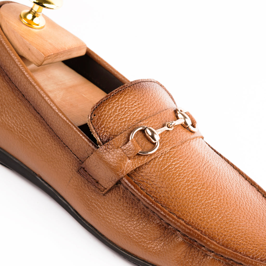 Two Tone Horse-Bit Buckled Moccasins - Tan