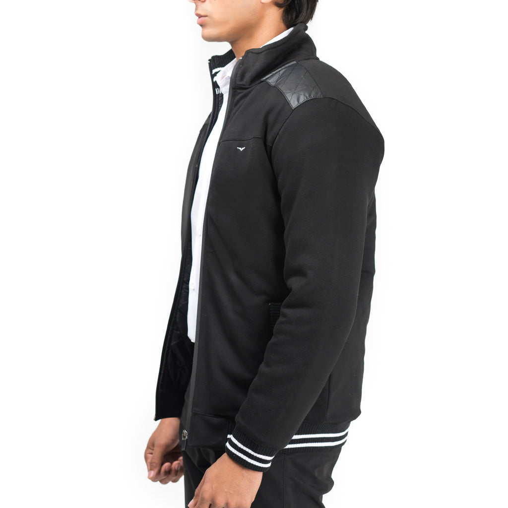 Contrast Ribbed Jacket-Black