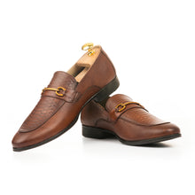 Load image into Gallery viewer, Snake Embossed Horsebit Loafers - Brown