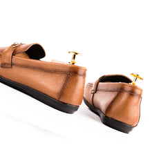 Load image into Gallery viewer, Two Tone Horse-Bit Buckled Moccasins - Tan
