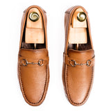 Two Tone Horse-Bit Buckled Moccasins - Tan