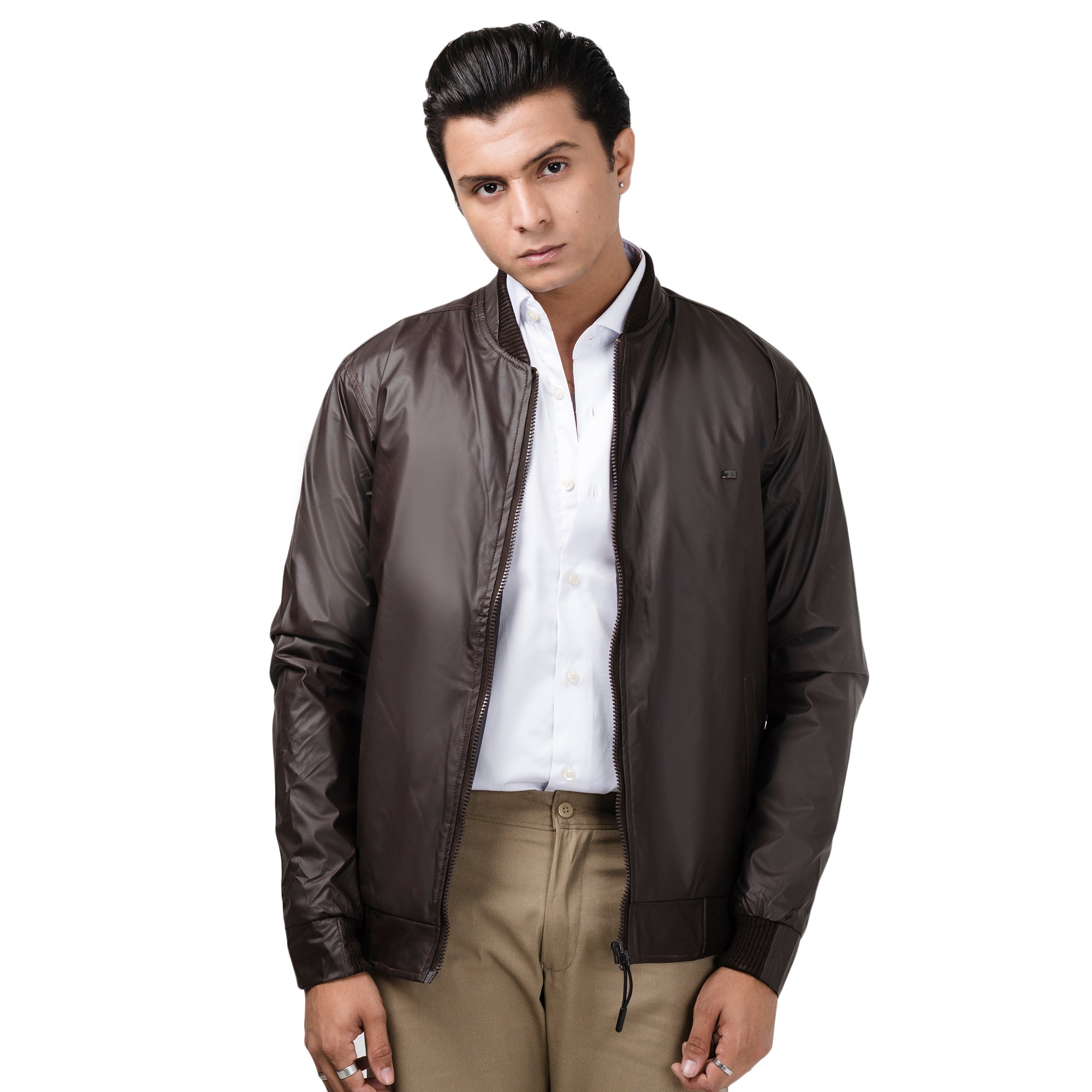 Double Collar Rexine Jacket Brown FHS Official