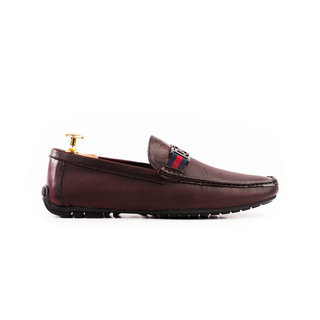 Two Tone FHS Buckled Moccasins - Maroon