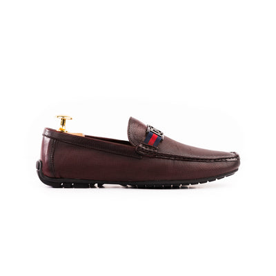Two Tone FHS Buckled Moccasins - Maroon