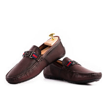 Load image into Gallery viewer, Two Tone FHS Buckled Moccasins - Maroon