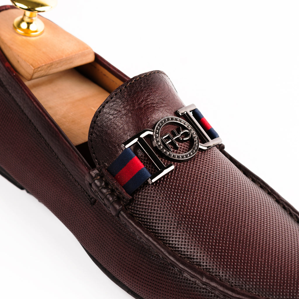 Two Tone FHS Buckled Moccasins - Maroon